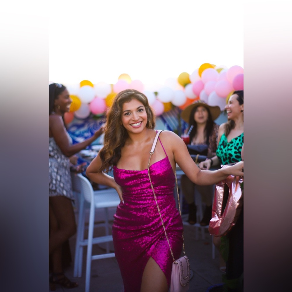 MIDI Dress Fuchsia Sequin Dress - Only worn 1 time! Size is XS (size 2)